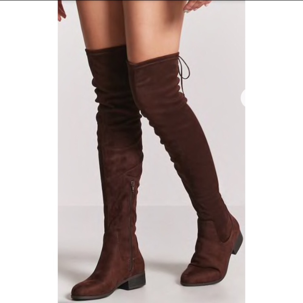 Sexy Faux Suede Thigh-High Boots-Color-Chocolate